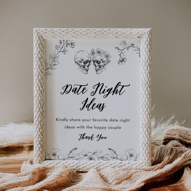 Gothic Date Night Ideas Sign Bridal Shower (Creator Uploaded)