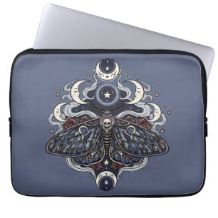 Gothic Death Moth and Moon Phases Laptop Sleeve