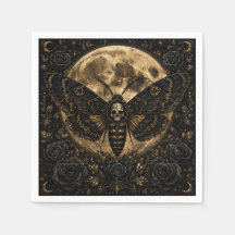 Gothic Death Moth Wedding Paper Napkins