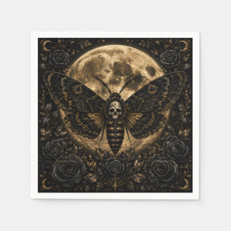 Gothic Death Moth Wedding Paper Napkins