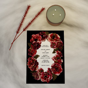 Gothic Decaying Roses on Black and White - Wedding Invitation