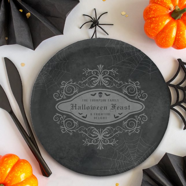 Gothic Decorative Macabre Banner Halloween Party Paper Plate (Creator Uploaded)