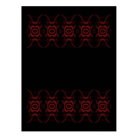 Gothic Deep Red and Black Floral design. Postcard
