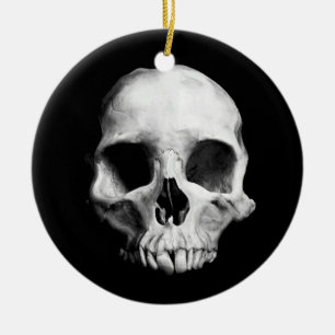 Gothic deformed skull ceramic ornament