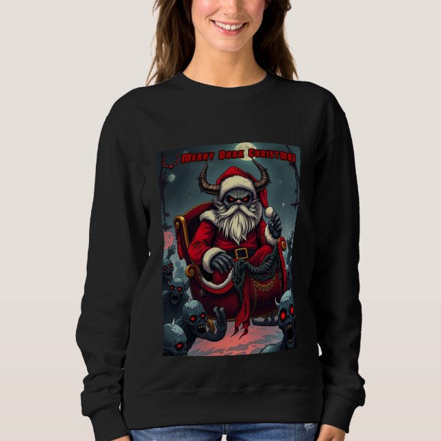 Gothic Demon Santa Merry Dark Christmas Sweatshirt (Front)