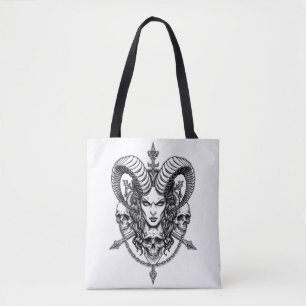 Gothic Demonic Queen Skull Art Tote Bag