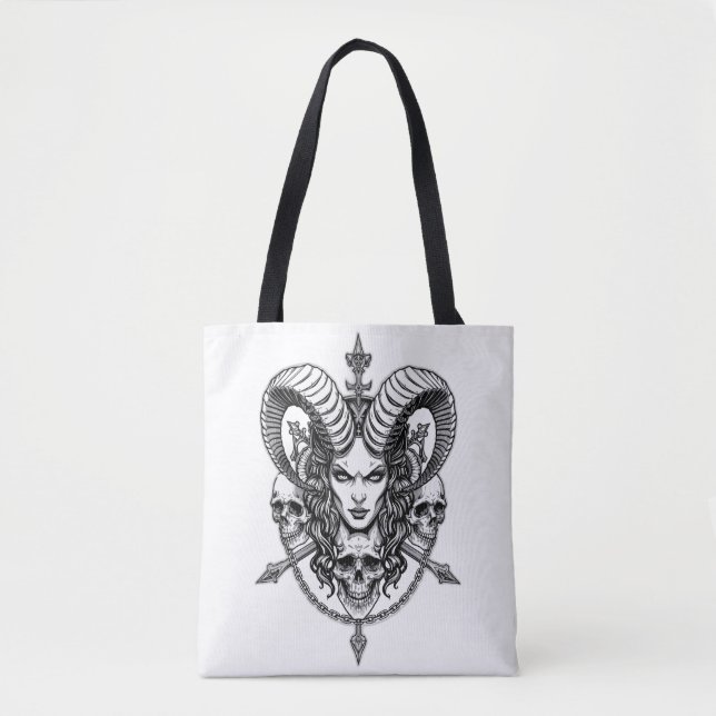 Gothic Demonic Queen Skull Art  Tote Bag (Front)