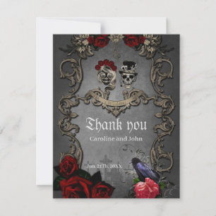 Gothic design with cool skulls thank you card