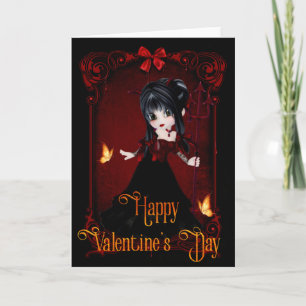 Gothic Devil Girl Happy Valentine's Day Card 1