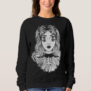 Gothic Devil Girl Satanic Goth Occult Occultism Ha Sweatshirt