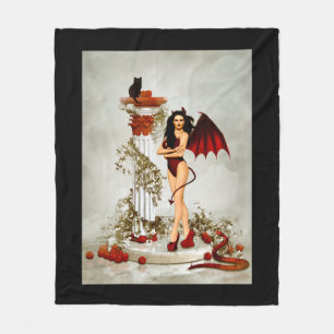 Gothic Devil Girl Temptation Fleece Blanket