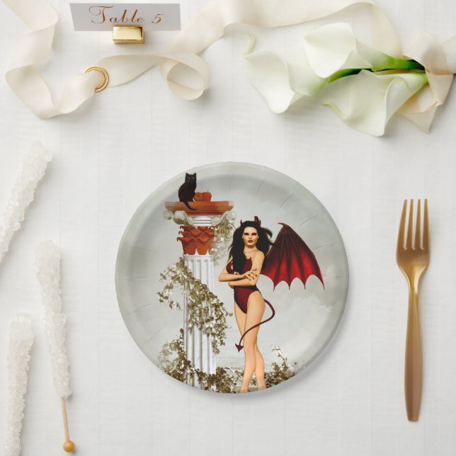Gothic Devil Girl Temptation Paper Plate (Wedding)