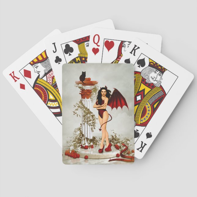 Gothic Devil Girl Temptation Playing Cards (Back)