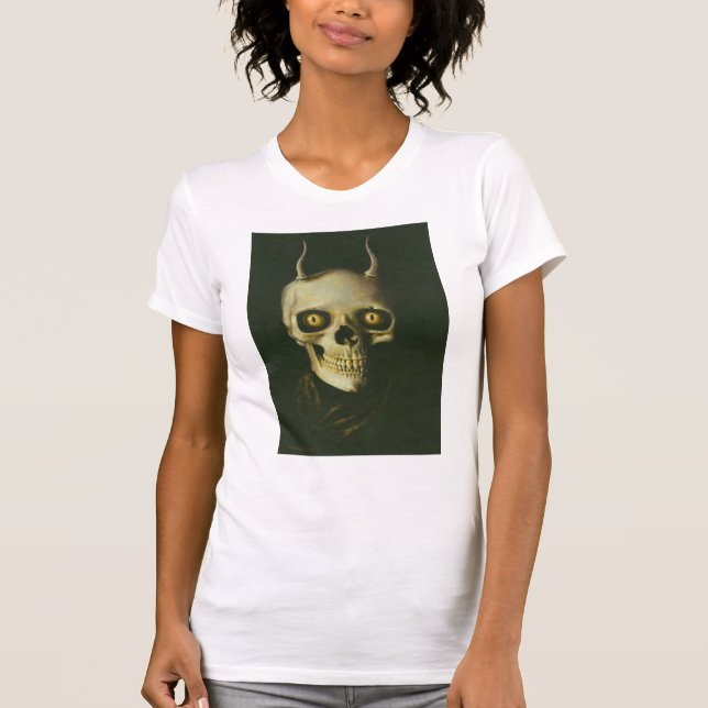 Gothic Devil Skull Ladies Destroyed T-Shirt (Front)