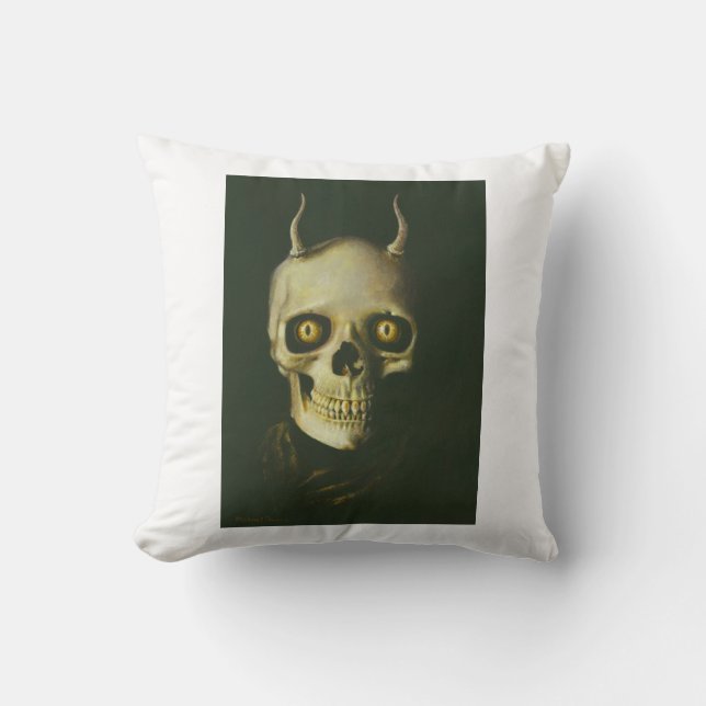 Gothic Devil Skull Pillow (Front)