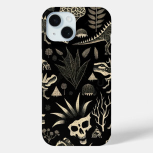 Gothic Dinosaur Skeleton Engraving Pattern  iPhone 15 Case