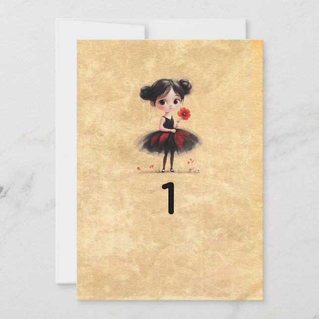 Gothic Doll Wedding Table Number Card (Front)