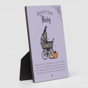 Gothic Don't Say Purple Baby Shower Game Plaque