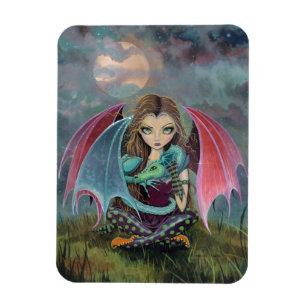 Gothic Dragon and Fairy Fantasy Art Magnet