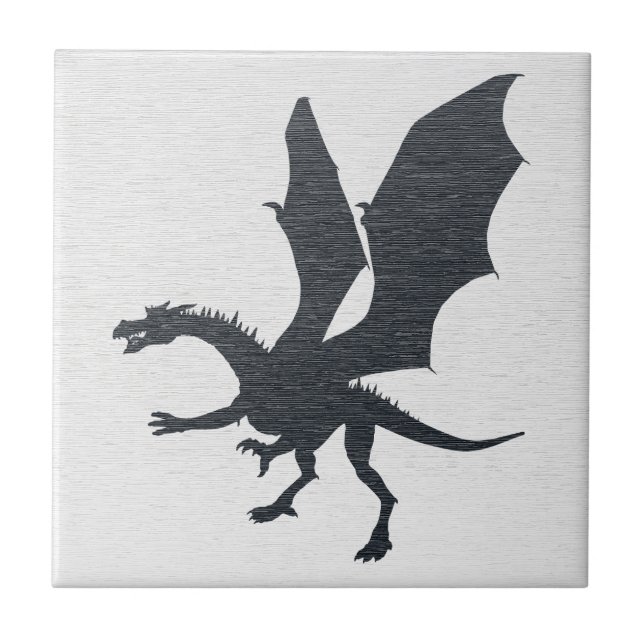 Gothic Dragon Silhouette Ceramic Tile (Front)