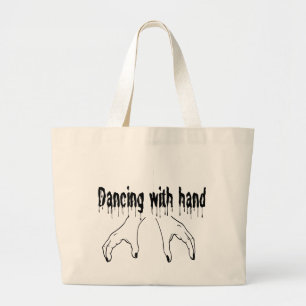 Gothic Drip Font "Dancing With Hand" Horror Themed Large Tote Bag