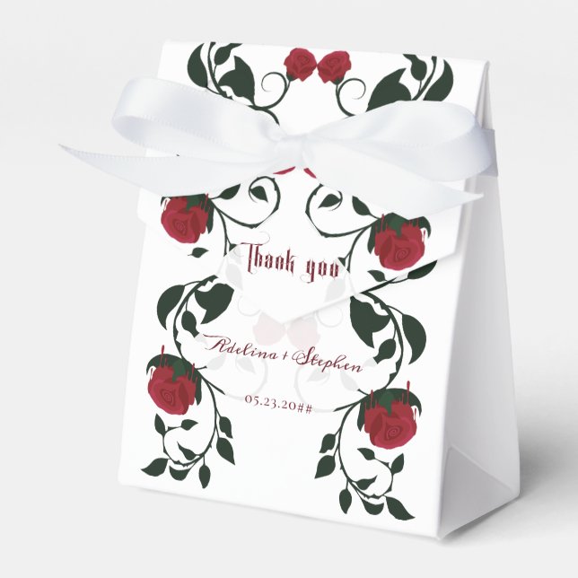 Gothic Dripping Bloody Roses Moody Wedding Favour Box (Front Side)