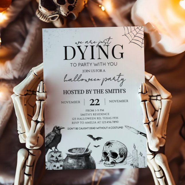 Gothic Dying to Party Halloween Invitation (We're Dying to Party Halloween Party Invitation)
