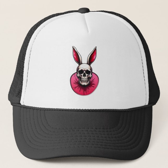 Gothic Easter Bunny – Skull Art - boné Trucker Hat (Front)