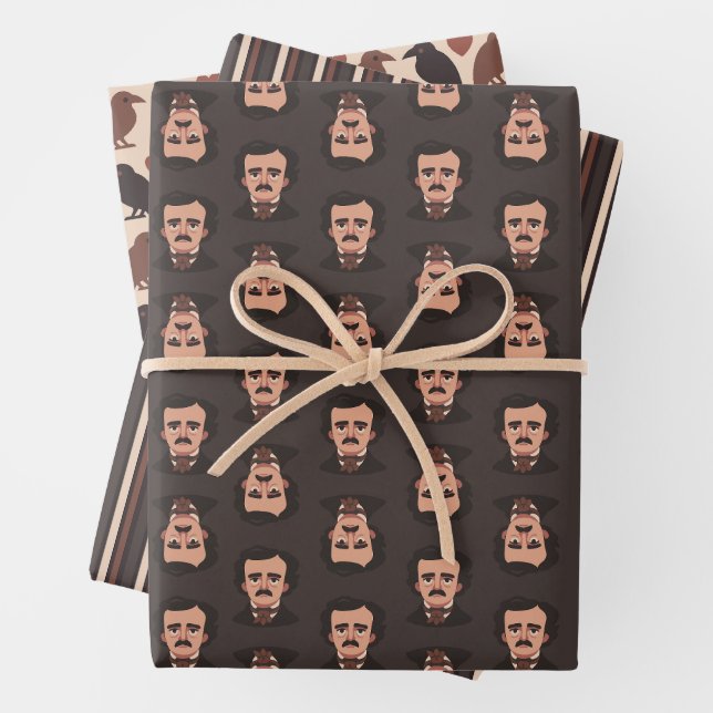 Gothic Edgar Allan Poe Wrapping Paper Set (In situ)