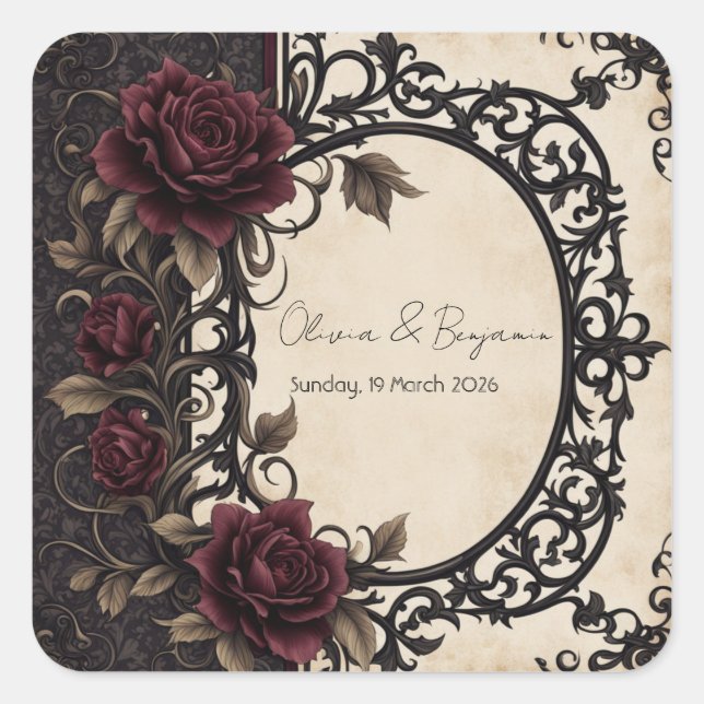 Gothic Elegance: A Vintage  Square Sticker (Front)