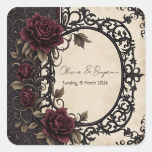 Gothic Elegance: A Vintage  Square Sticker