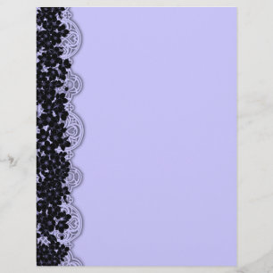 Gothic Elegance Blue Black Cherry Blossoms Custom Letterhead