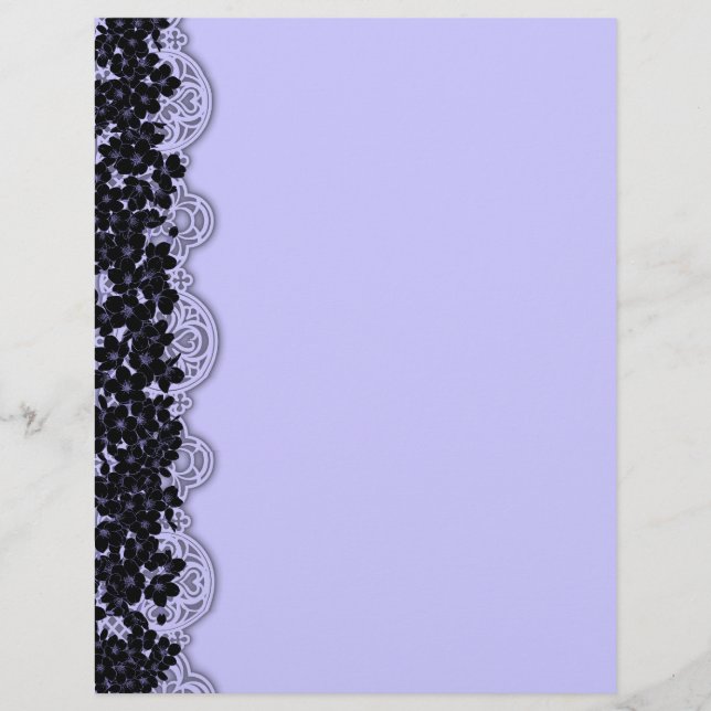 Gothic Elegance Blue Black Cherry Blossoms Custom Letterhead (Front)
