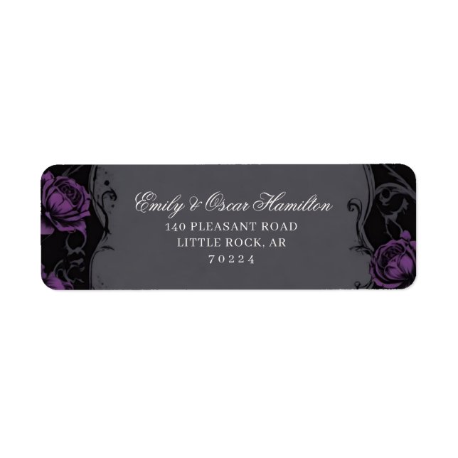 Gothic Elegance Purple Boho Rose Return Address Label (Front)