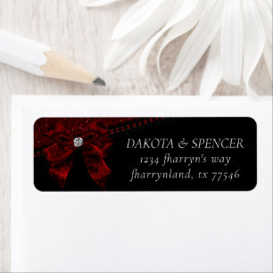 Gothic Elegance   Ruby Red Bow Dark Moody Address Return Address Label