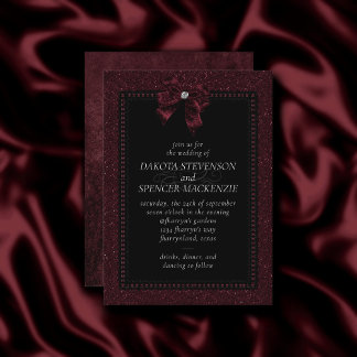 Gothic Elegance | Wine Garnet Dark Moody Bordeaux Invitation