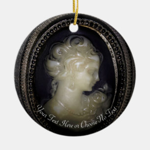 Gothic Elegant Creepy Vintage Victorian Cameo Pic Ceramic Ornament