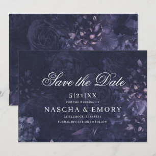 Gothic Elegant Dark Purple Floral Boho Wedding Save The Date
