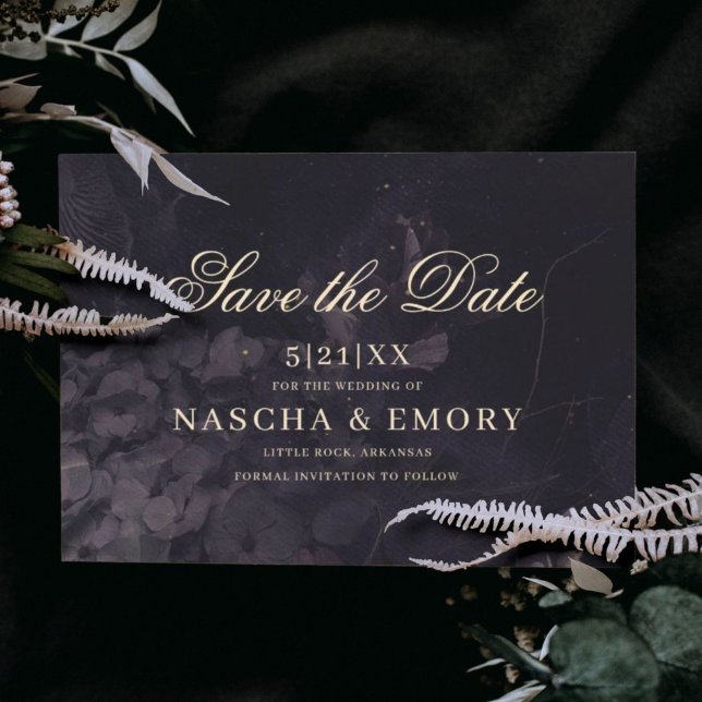 Gothic Elegant Dark Purple Floral Boho Wedding Save The Date (Creator Uploaded)