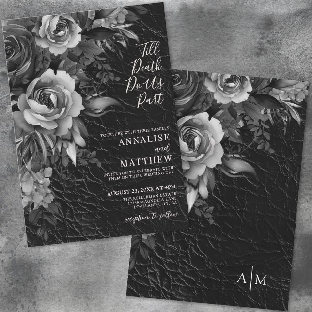 Gothic Elegant Floral Black Wedding Invitation (Gothic Elegant Floral Black Wedding Invitation)