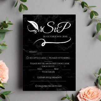 Gothic Elegant Handwritten Wedding RSVP 