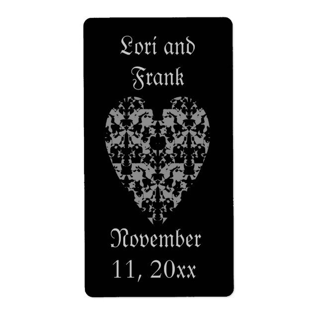 Gothic elegant heart labels to personalise (Front)