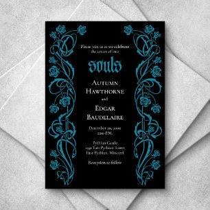 Gothic Elegant Roses Wedding Invitation