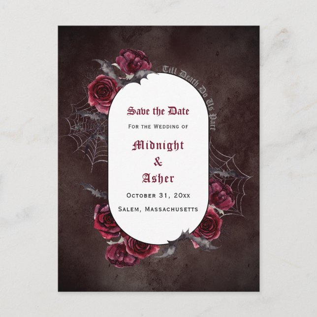 Gothic Elegant Save the Date Announcement Postcard (Front)