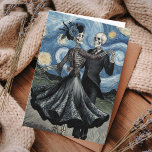 Gothic Elegant Skeletons Dance Moonlight Van Gogh Card<br><div class="desc">Embrace the eternal bond of love with our Van Gogh inspired Halloween card. This card features an elegant design of two skeletons dancing gracefully in the moonlight. This card captures the dark romance and timeless commitment of a love that transcends life itself. The artwork showcases the unbreakable connection between two...</div>