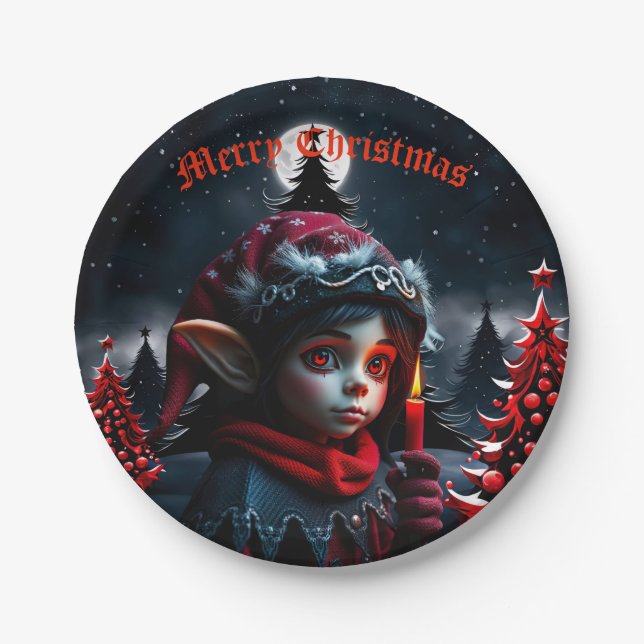 Gothic elf magic under the full moon.  paper plate (Front)