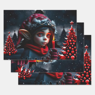 Gothic elf magic under the full moon. wrapping paper sheet