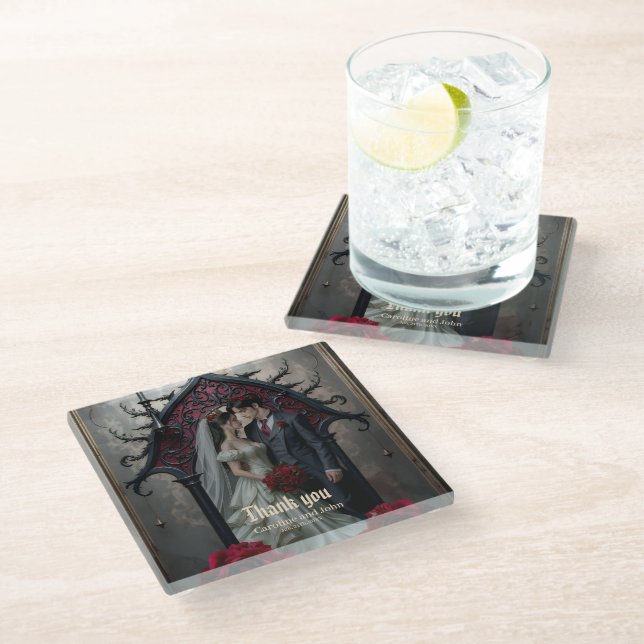 Gothic Eternal Love  Glass Coaster (Angled)