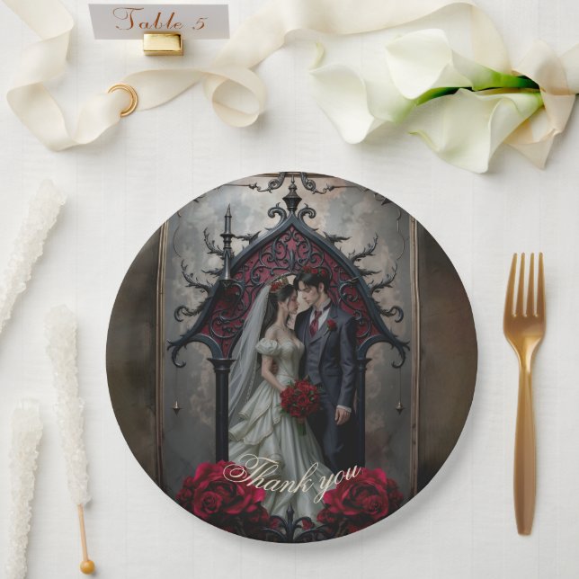 Gothic Eternal Love Paper Plate (Wedding)