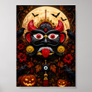 Gothic Evil Eye Halloween Drishti Bommai Folk Art Poster